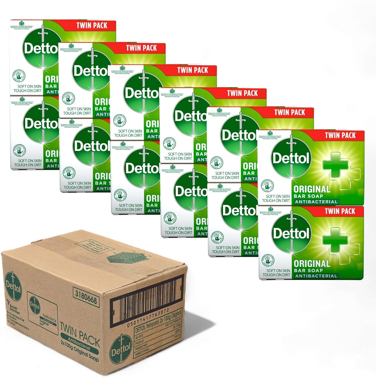 Dettol Soap Original Antibacterial Bar Tween Pack 100g x 12